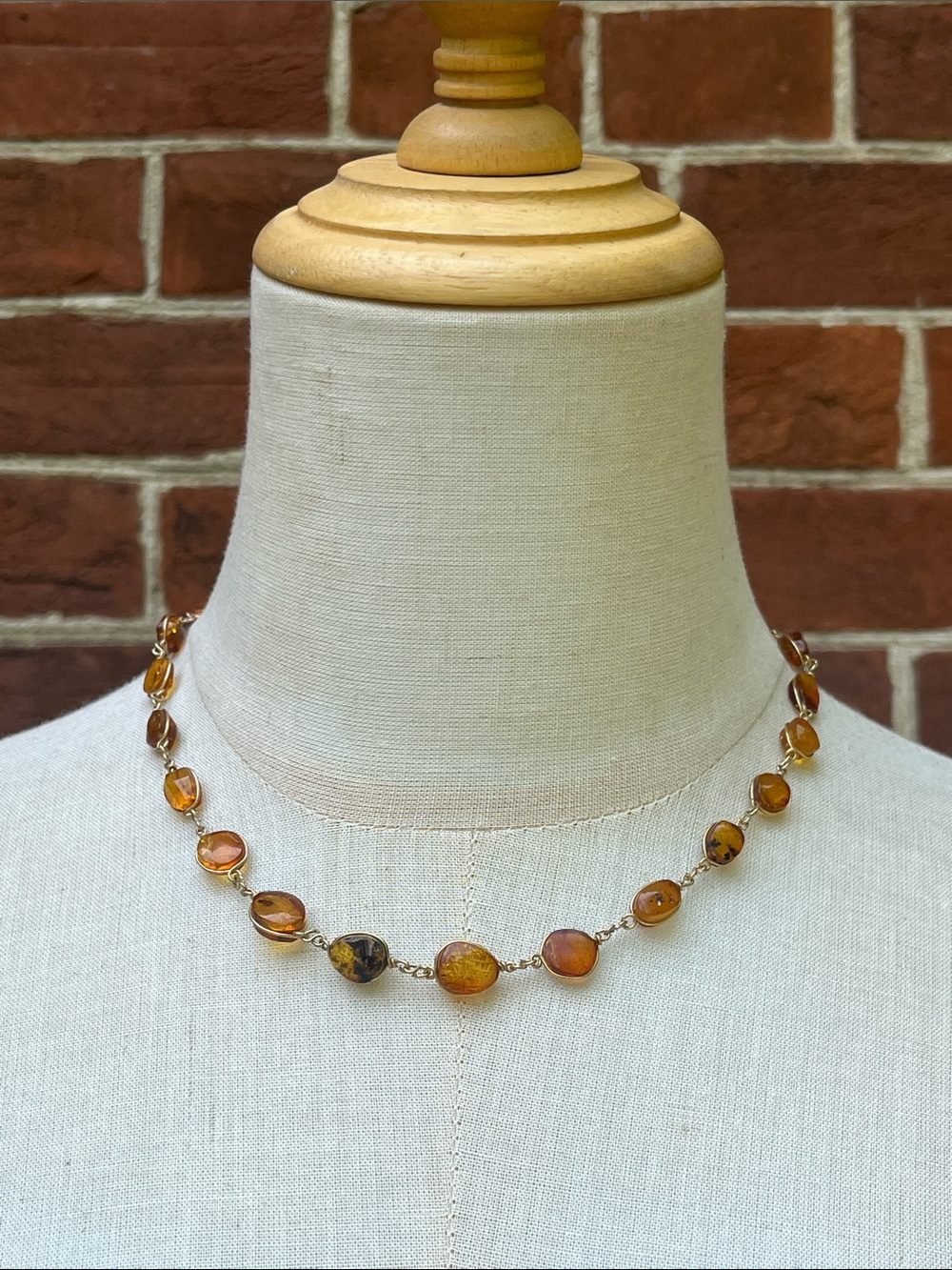 Amber Stationed Bead Necklace